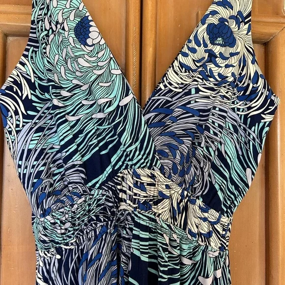 Zen Knits, maxi dress, v neck, empire style, blues and white. Worn once, size XS - Picture 2 of 2